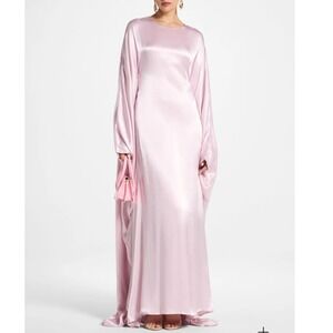 VEILED Selene Silk blend Butterfly Maxi Dress Pastel Pink S/58 NEW modest formal